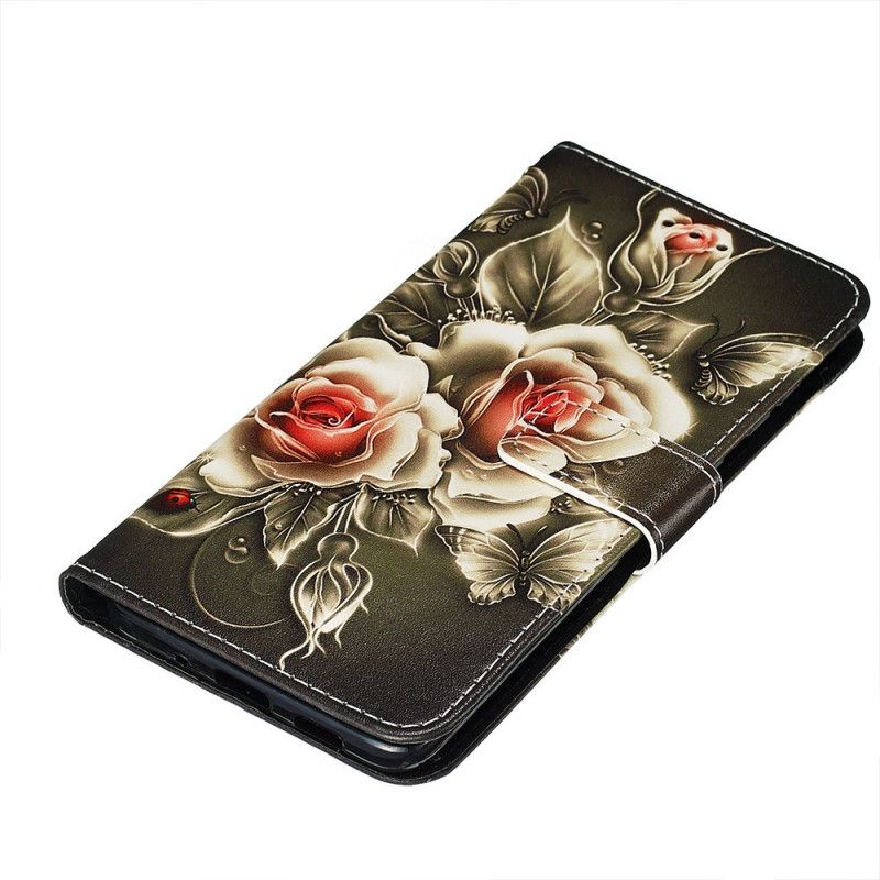 Lederhüllen Samsung Galaxy S20 Plus / S20 Plus 5G Goldene Rosen