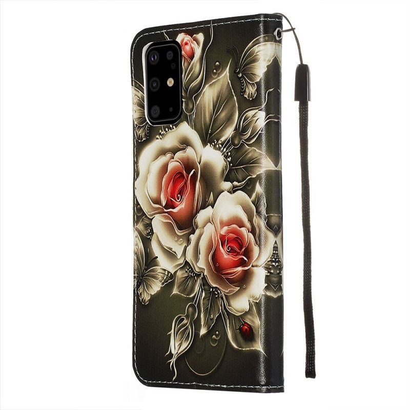 Lederhüllen Samsung Galaxy S20 Plus / S20 Plus 5G Goldene Rosen