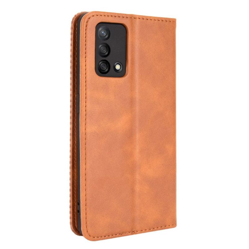 Flip Case Oppo A74 4g Stilisierter Vintage-ledereffekt