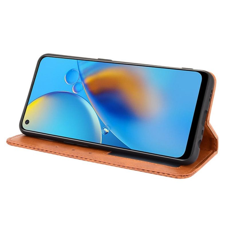 Flip Case Oppo A74 4g Stilisierter Vintage-ledereffekt