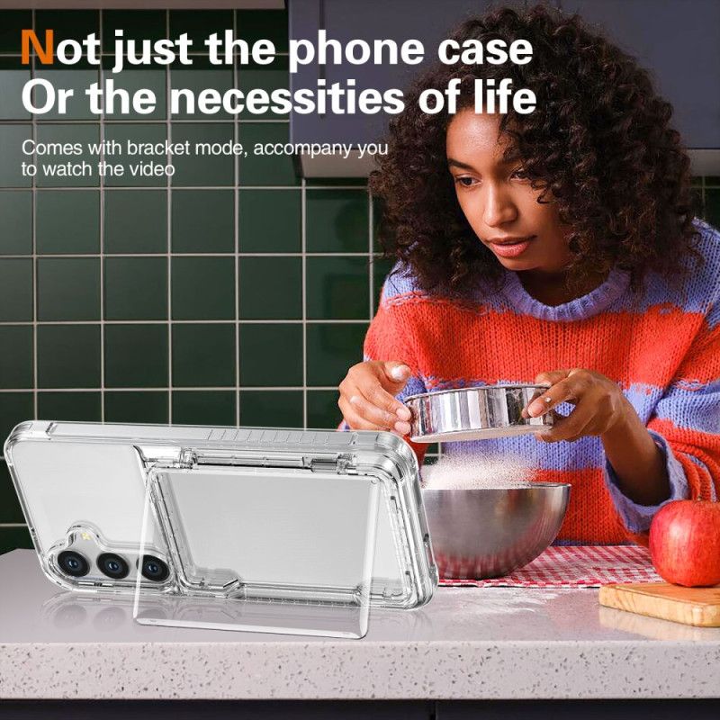 Hülle Für Samsung Galaxy S25 5g Transparent Mit Integriertem Kartenhalter