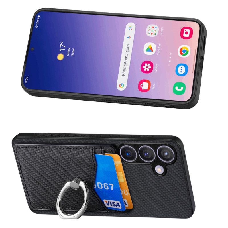 Hülle Samsung Galaxy S25 5g Handyhülle Carbonfaser-kartenhalter Mit Ringständer