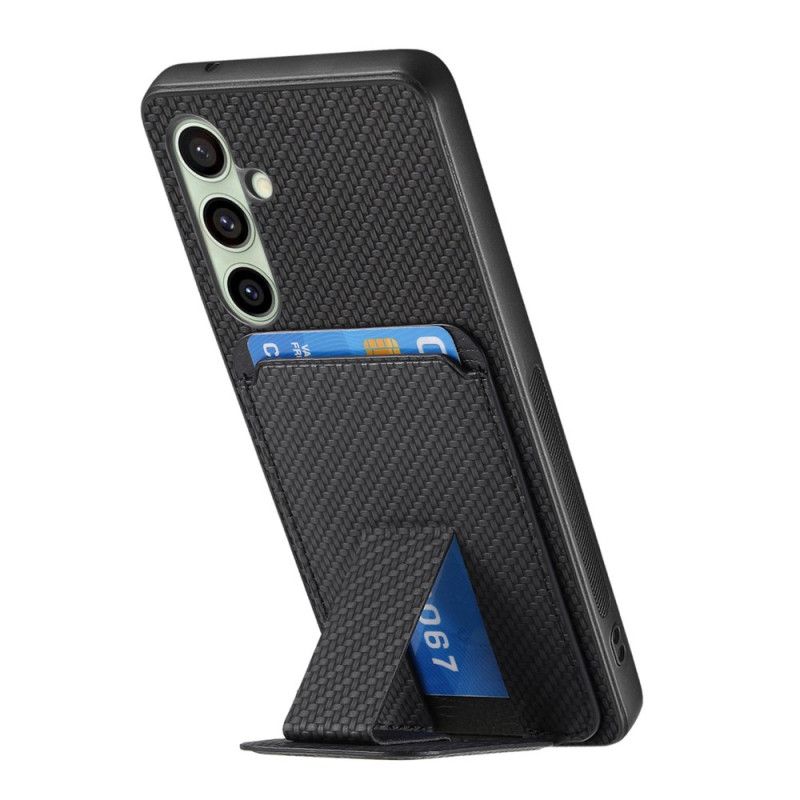 Hülle Samsung Galaxy S25 5g Handyhülle Kartenhalter Und Ständer In Carbonfaseroptik