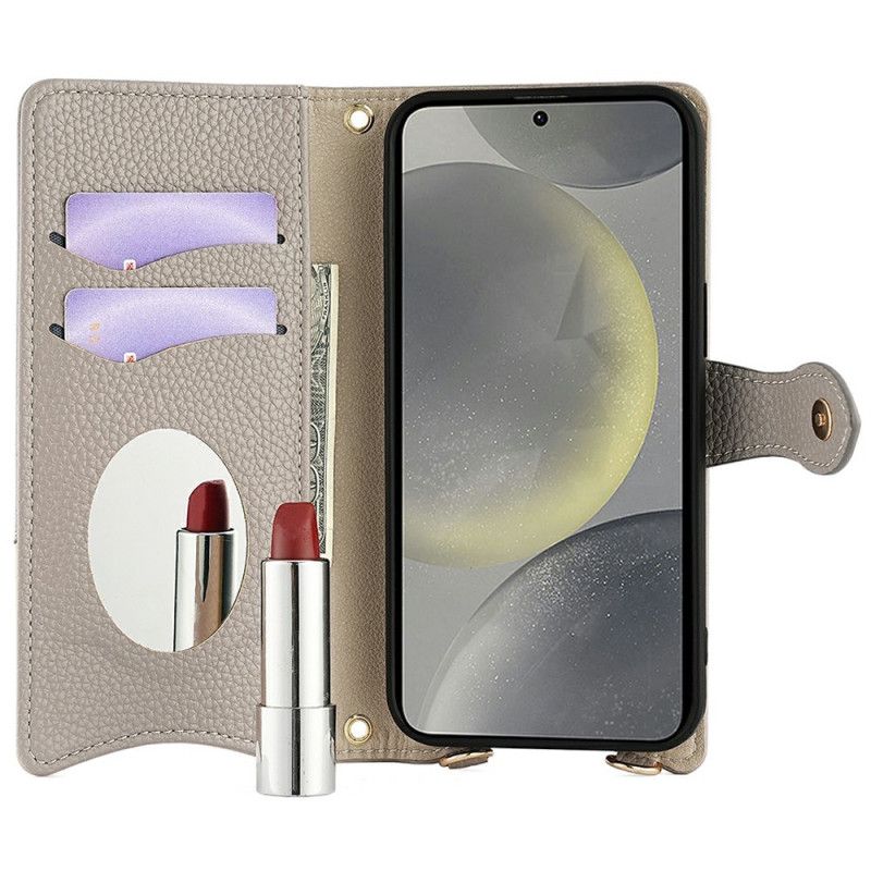 Lederhüllen Für Samsung Galaxy S25 5g Spiegel Und Kette