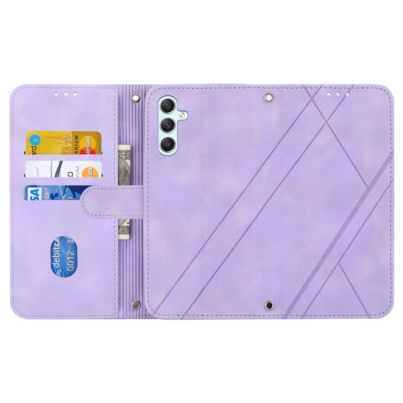 Lederhüllen Samsung Galaxy S25 5g Handyhülle Gestreiftes Umhängeband