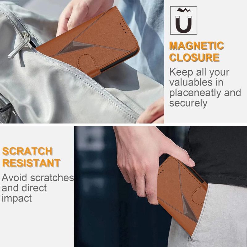 Lederhüllen Samsung Galaxy S25 5g Handyhülle Umhängeband Mit Dreiecksmuster