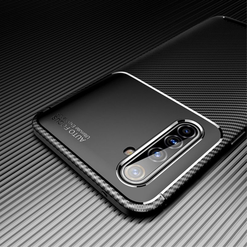 Hülle Realme X50 Pro Schwarz Flexible Kohlefasertextur