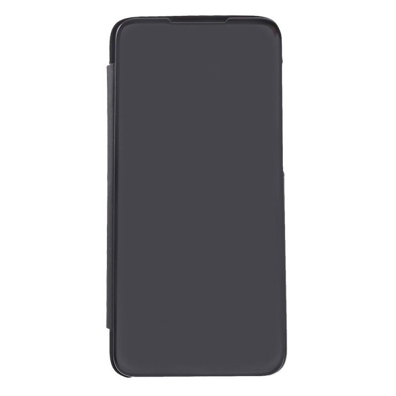 Ansichtsabdeckung OnePlus 6T Schwarz Spiegel Und Ledereffekt