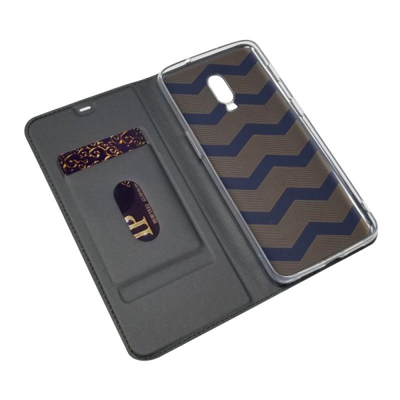 Flip Case OnePlus 6T Schwarz Erstklassiger Lederstil