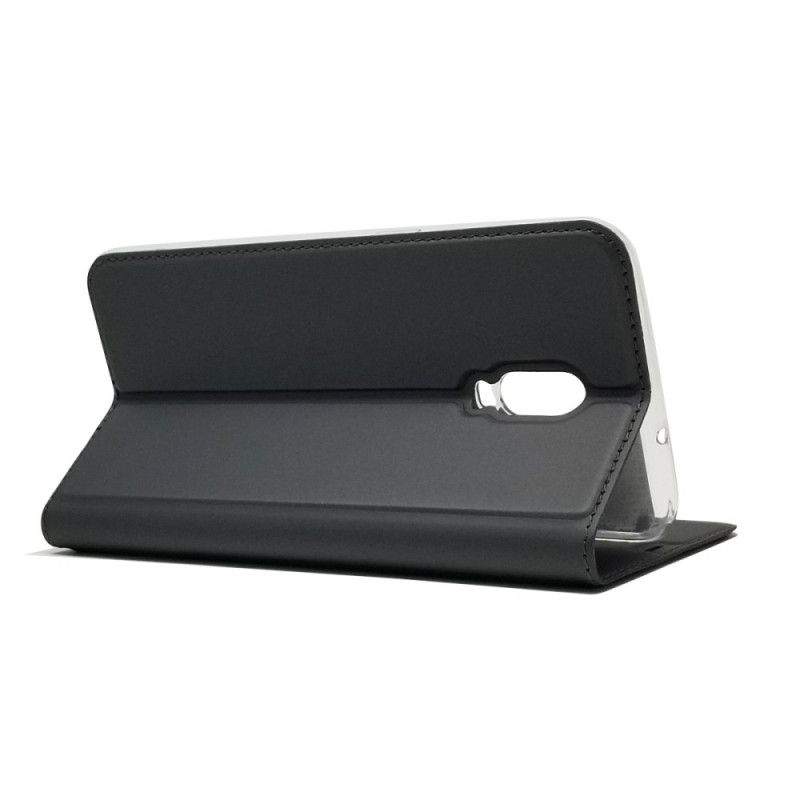 Flip Case OnePlus 6T Schwarz Erstklassiger Lederstil