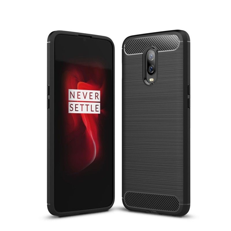 Hülle OnePlus 6T Schwarz Gebürstete Kohlefaser