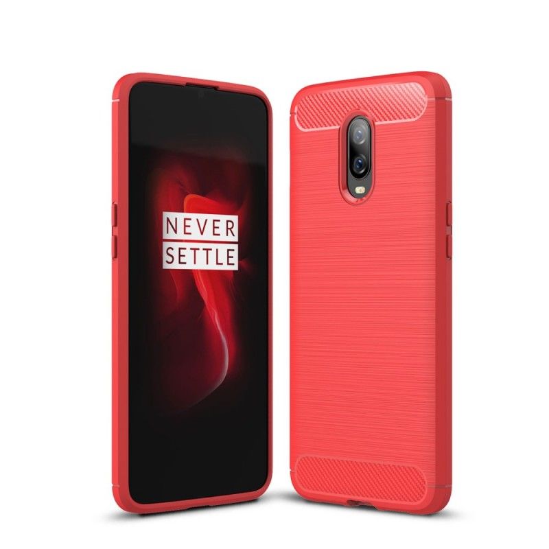 Hülle OnePlus 6T Schwarz Gebürstete Kohlefaser