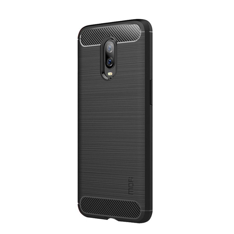 Hülle OnePlus 6T Schwarz Gebürstete Mofi-Kohlefaser