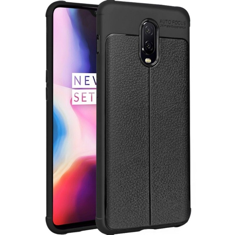 Hülle OnePlus 6T Schwarz Imak-Kunstledernähte