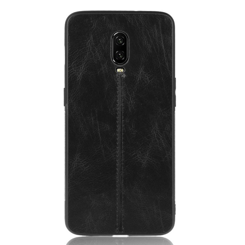 Hülle OnePlus 6T Schwarz Ledernähte