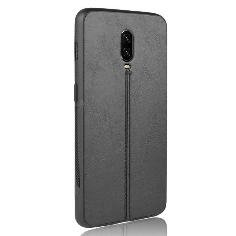 Hülle OnePlus 6T Schwarz Ledernähte