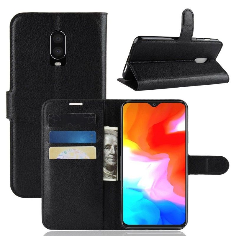 Lederhüllen OnePlus 6T Schwarz Klassisch