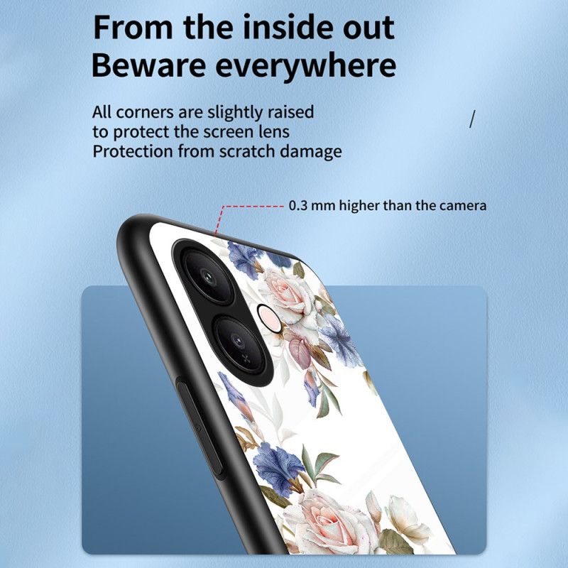 Hülle Für Vivo V60 Lite Gehärtetes Glas Mit Blumenmuster