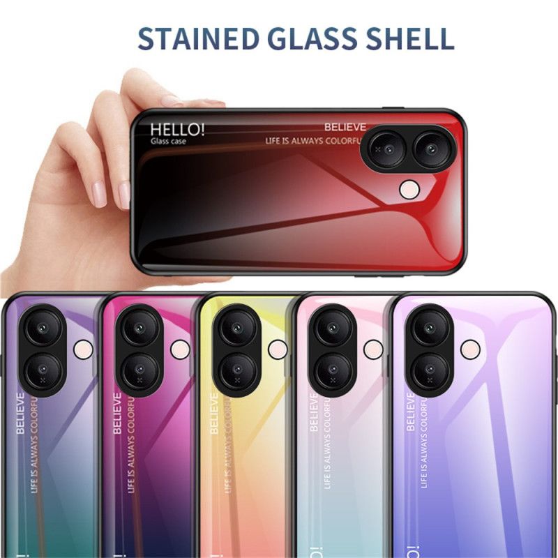 Hülle Für Vivo V60 Lite Gehärtetes Glas Mit Hello-motiv