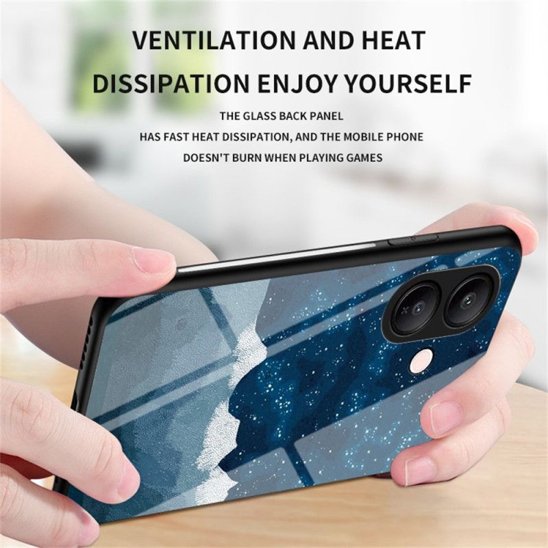 Hülle Vivo V60 Lite Handyhülle Himmelblaues Gehärtetes Glas