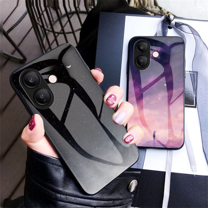 Hülle Vivo V60 Lite Handyhülle Himmelblaues Gehärtetes Glas