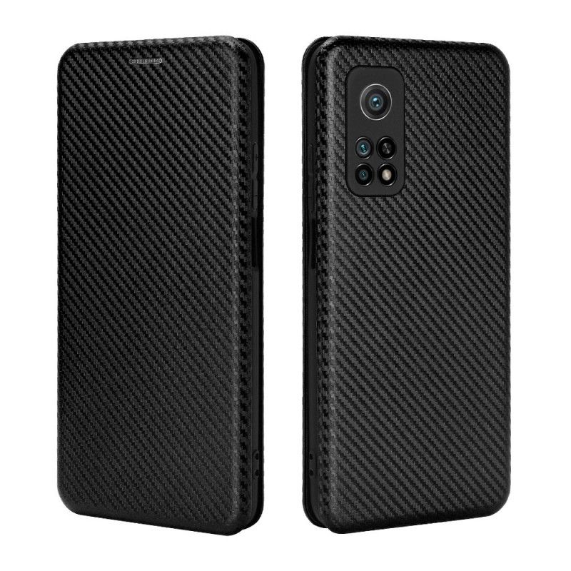 Flip Case Xiaomi Mi 10T / 10T Pro Schwarz Kohlefaser Mit Stützring