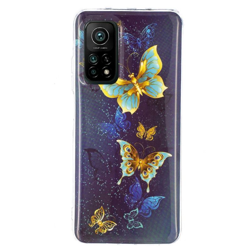 Hülle Xiaomi Mi 10T / 10T Pro Dunkelblau Fluoreszierende Schmetterlingsreihe