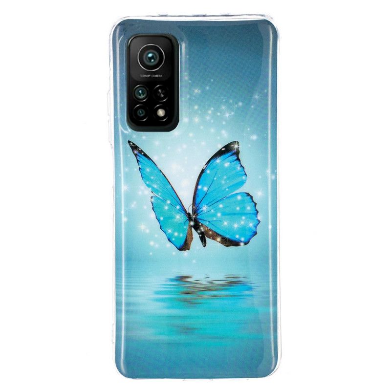 Hülle Xiaomi Mi 10T / 10T Pro Handyhülle Fluoreszierender Blauer Schmetterling