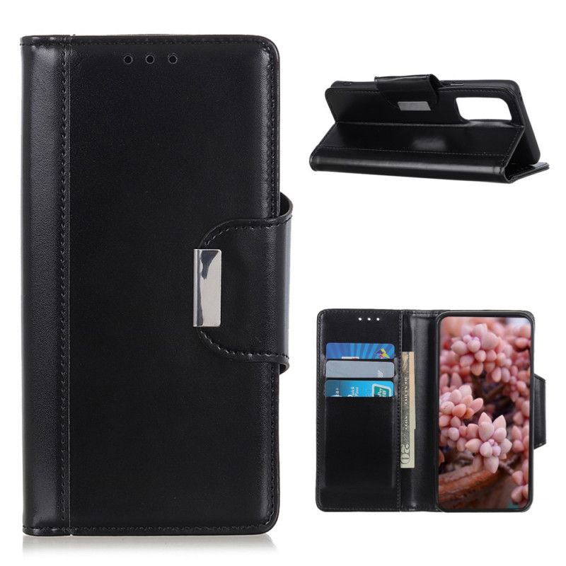 Lederhüllen Xiaomi Mi 10T / 10T Pro Schwarz Silberverschluss Aus Kunstleder
