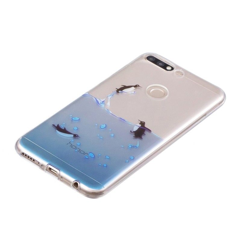 Hülle Huawei Y7 2018 Transparentes Pinguinspiel