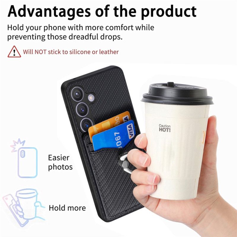 Hülle Samsung Galaxy S25 Plus 5g Handyhülle Kartenhalter & Ringhalter Aus Kohlefaser