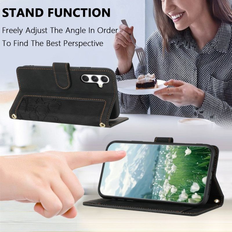 Lederhüllen Für Samsung Galaxy S25 Plus 5g Wildlederoptik Mit Blumenmuster