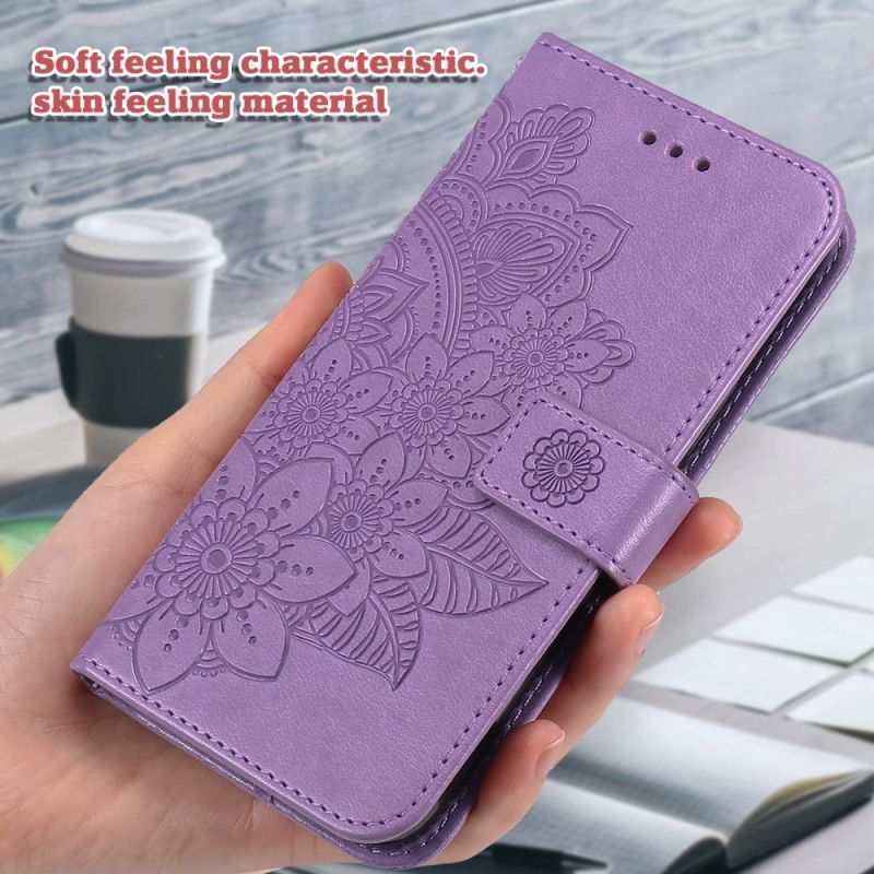 Lederhüllen Samsung Galaxy S25 Plus 5g Blumendesign Mit Riemen