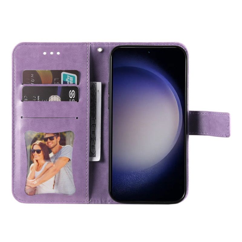 Lederhüllen Samsung Galaxy S25 Plus 5g Blumendesign Mit Riemen