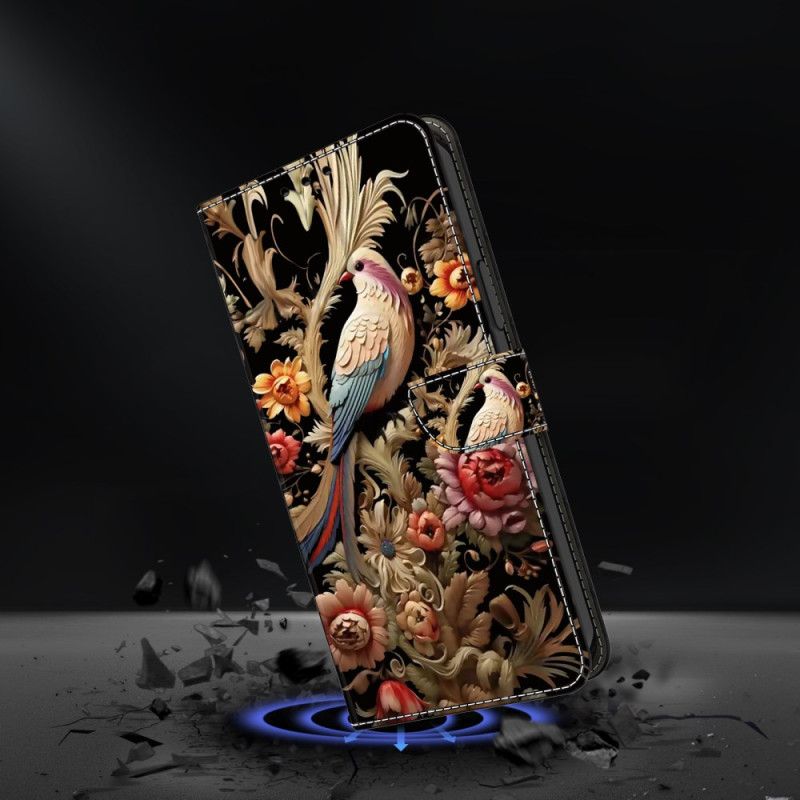 Lederhüllen Samsung Galaxy S25 Plus 5g Handyhülle Blumen Und Vögel