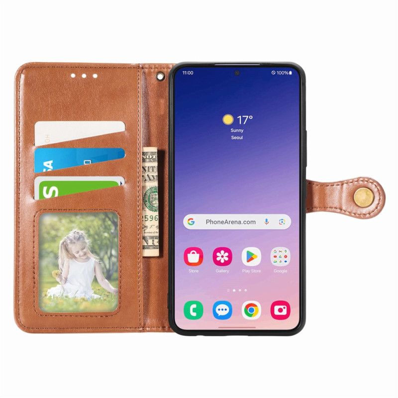 Lederhüllen Samsung Galaxy S25 Plus 5g Handyhülle Knopfverschluss