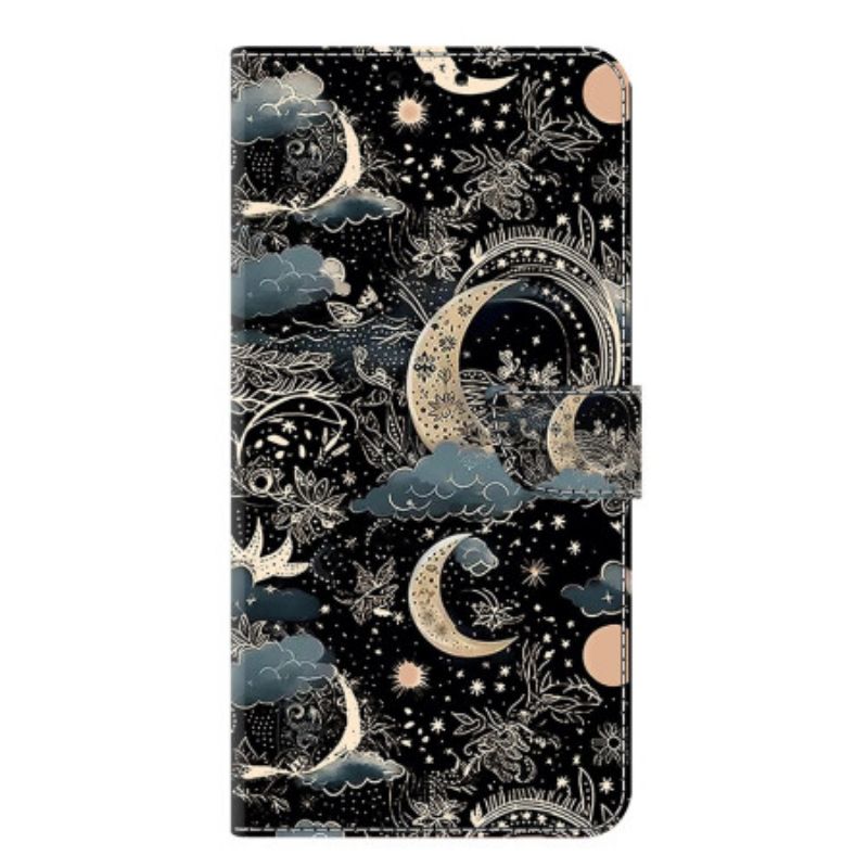 Lederhüllen Samsung Galaxy S25 Plus 5g Handyhülle Mondmuster