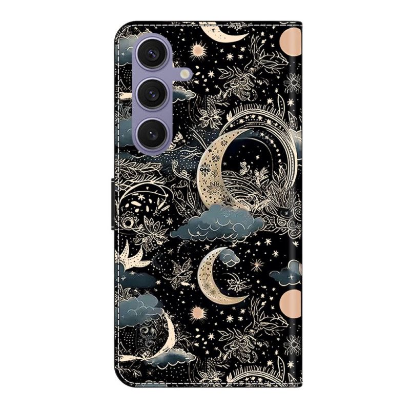 Lederhüllen Samsung Galaxy S25 Plus 5g Handyhülle Mondmuster