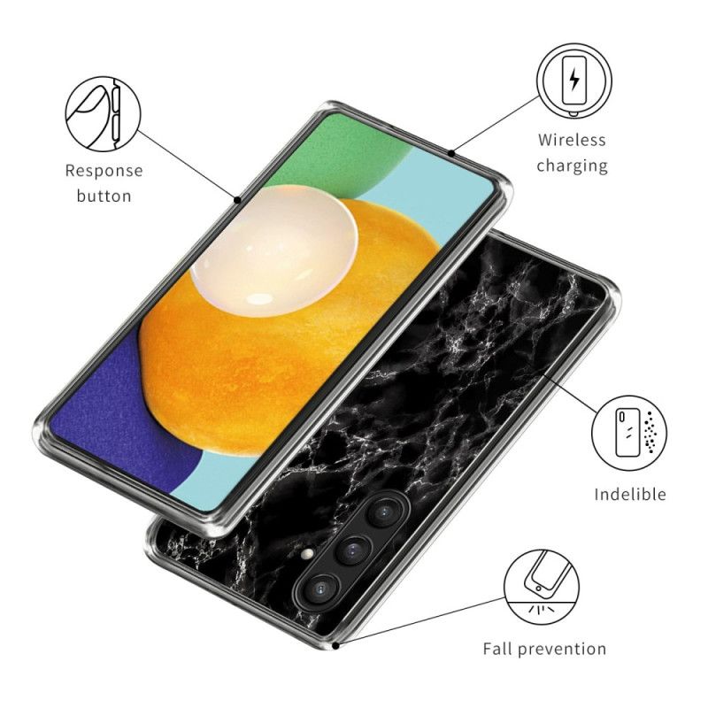 Lederhüllen Samsung Galaxy S25 Plus 5g Handyhülle Schwarzer Marmor