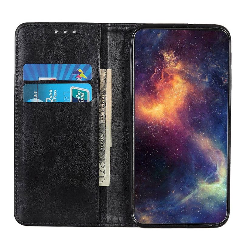 Flip Case Für Samsung Galaxy A80 / A90 Vintage Nieten Aus Gespaltenem Leder