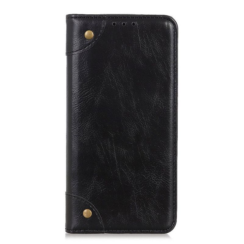 Flip Case Für Samsung Galaxy A80 / A90 Vintage Nieten Aus Gespaltenem Leder