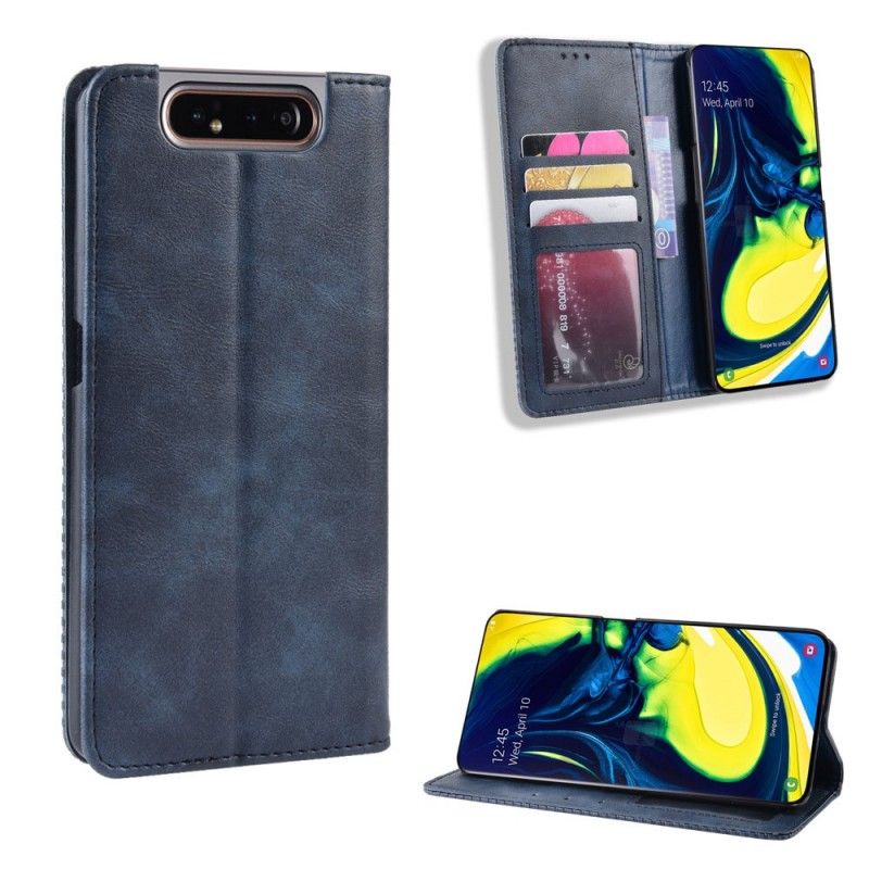 Flip Case Samsung Galaxy A80 / A90 Schwarz Stilisiertes Kunstleder