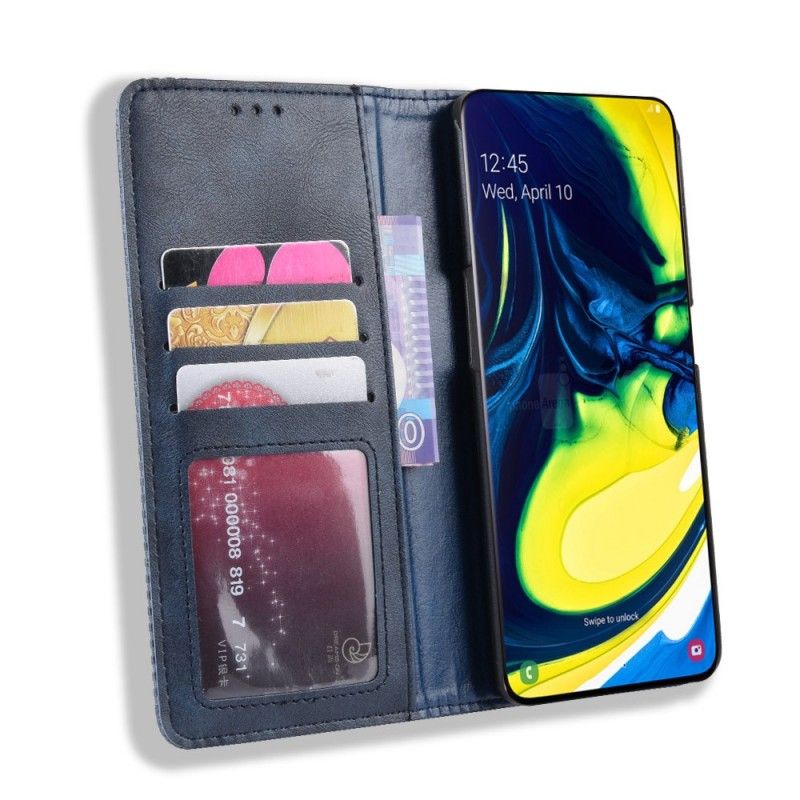 Flip Case Samsung Galaxy A80 / A90 Schwarz Stilisiertes Kunstleder