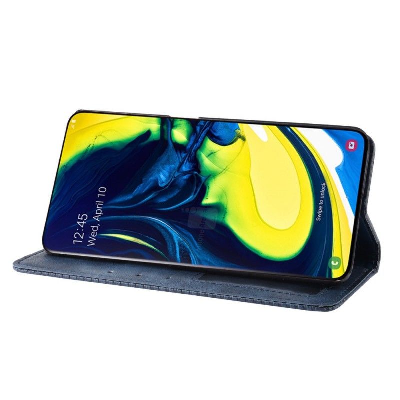 Flip Case Samsung Galaxy A80 / A90 Schwarz Stilisiertes Kunstleder