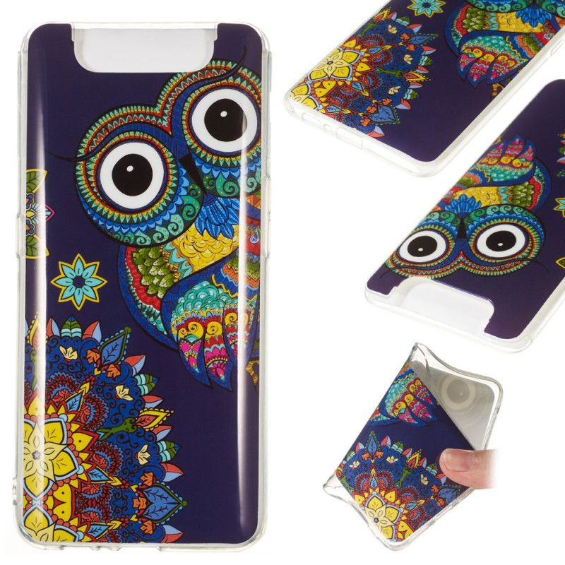 Hülle Samsung Galaxy A80 / A90 Handyhülle Fluoreszierende Mandala-Eule
