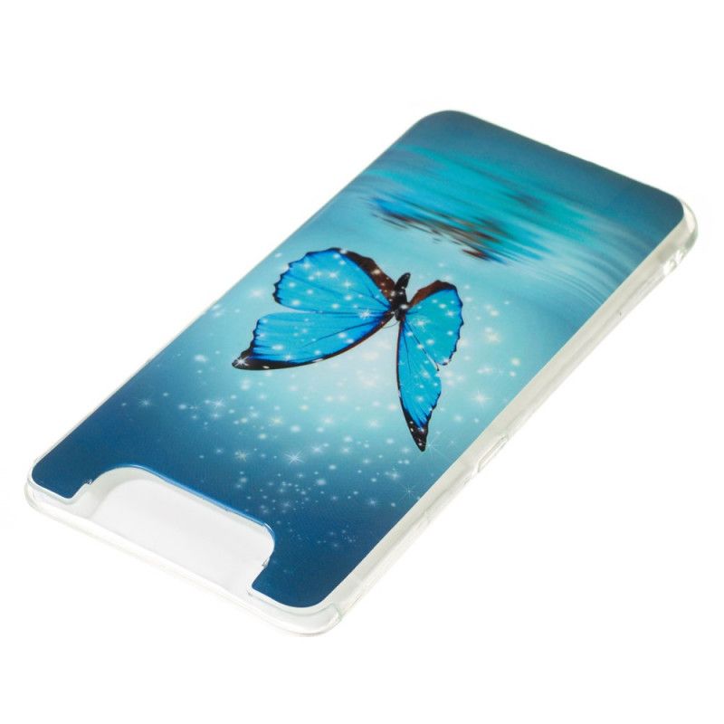 Hülle Samsung Galaxy A80 / A90 Handyhülle Fluoreszierender Blauer Schmetterling