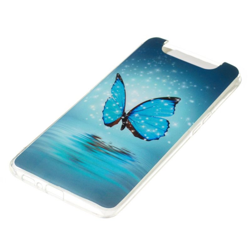 Hülle Samsung Galaxy A80 / A90 Handyhülle Fluoreszierender Blauer Schmetterling