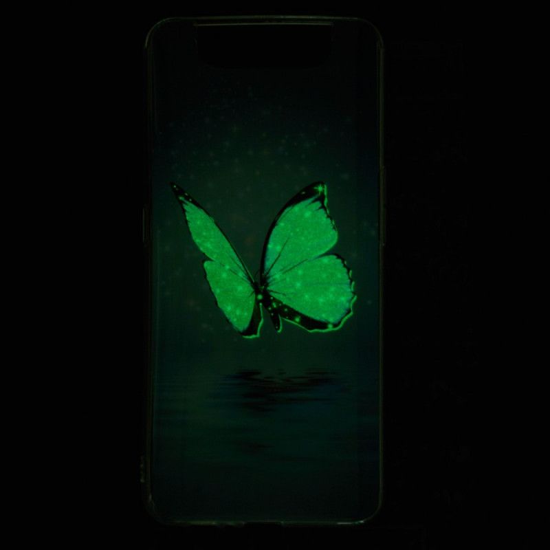 Hülle Samsung Galaxy A80 / A90 Handyhülle Fluoreszierender Blauer Schmetterling