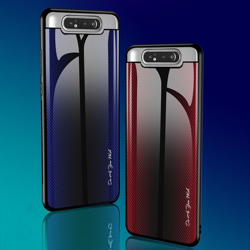 Hülle Samsung Galaxy A80 / A90 Schwarz Gehärtetes Kohlefaserglas