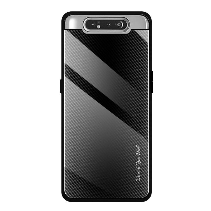 Hülle Samsung Galaxy A80 / A90 Schwarz Gehärtetes Kohlefaserglas